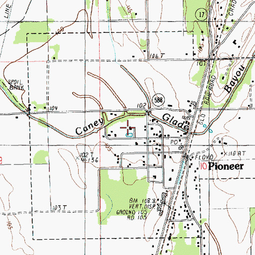 Topographic Map of Village of Pioneer, LA