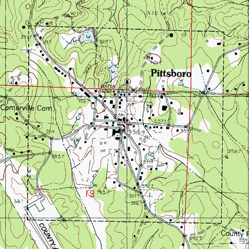 Topographic Map of Village of Pittsboro, MS
