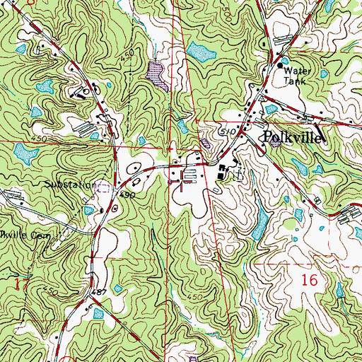 Topographic Map of Town of Polkville, MS