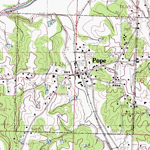 Topographic Map of Village of Pope, MS