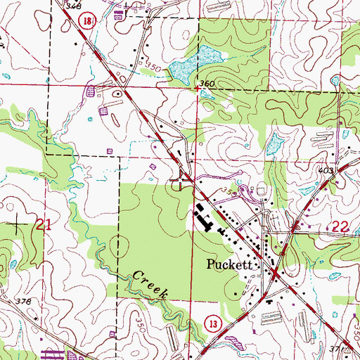 Topographic Map of Village of Puckett, MS