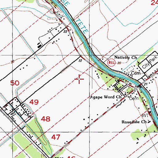 Topographic Map of Village of Rosedale, LA