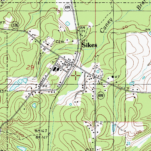 Topographic Map of Village of Sikes, LA