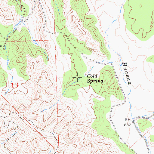 Topographic Map of Cold Spring, CA