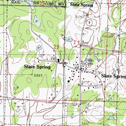 Topographic Map of Village of Slate Springs, MS