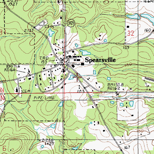 Topographic Map of Village of Spearsville, LA
