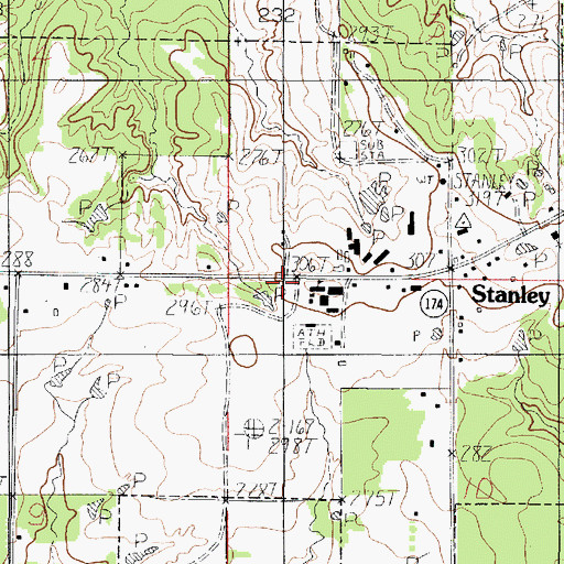 Topographic Map of Village of Stanley, LA