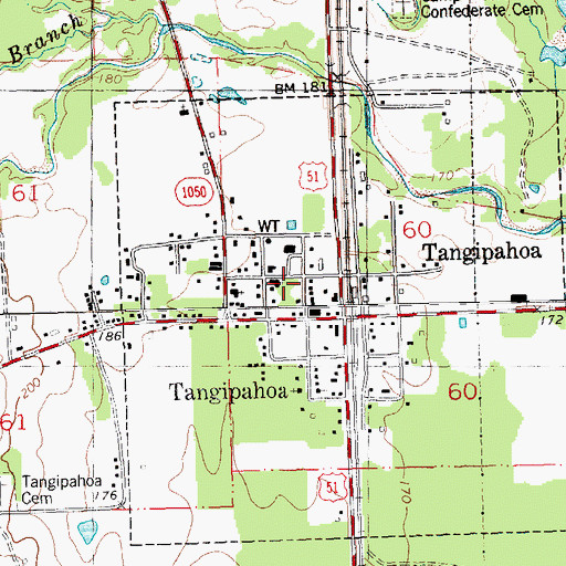 Topographic Map of Village of Tangipahoa, LA