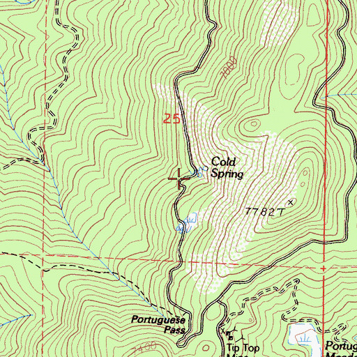 Topographic Map of Cold Spring, CA