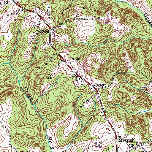 Topographic Map of Village of Tobaccoville, NC