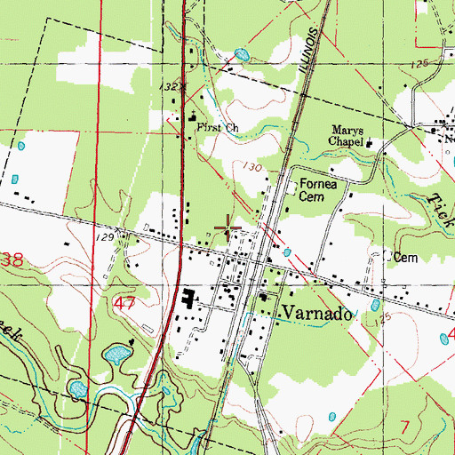 Topographic Map of Village of Varnado, LA