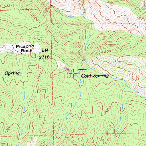 Topographic Map of Cold Spring, CA