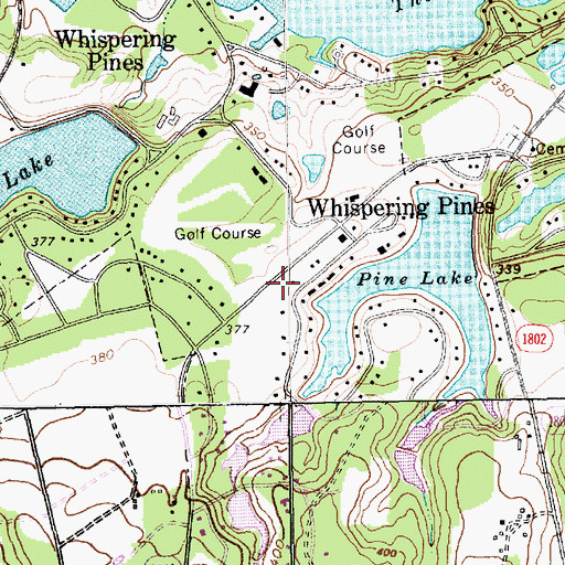 Topographic Map of Village of Whispering Pines, NC