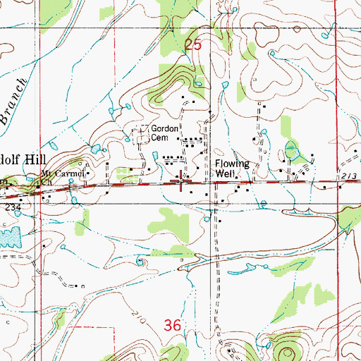 Topographic Map of Gordonville, AL