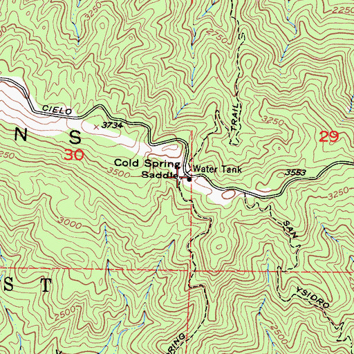 Topographic Map of Cold Spring Saddle, CA