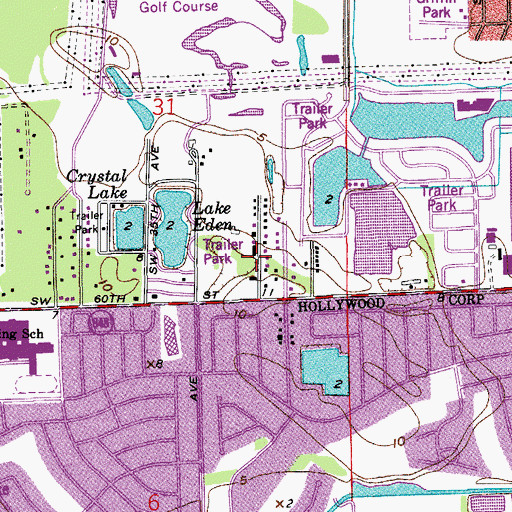 Topographic Map of Oak Point, FL