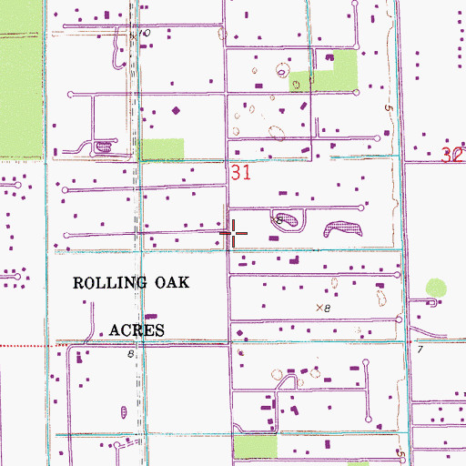 Topographic Map of Rolling Oaks, FL
