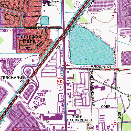 Topographic Map of Village Park, FL