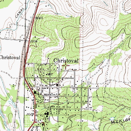 Topographic Map of Christoval Census Designated Place, TX