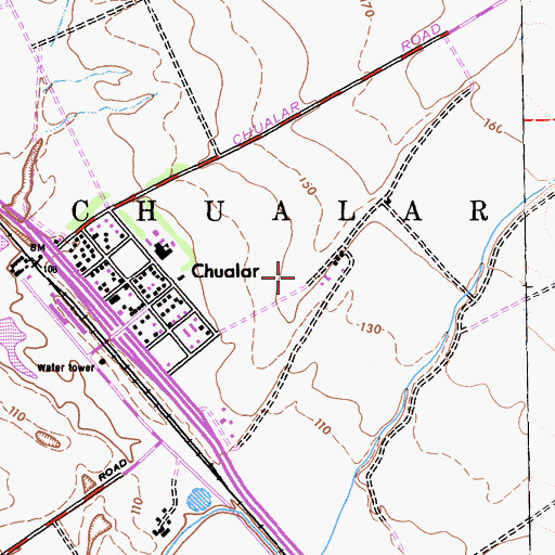 Topographic Map of Chualar Census Designated Place, CA