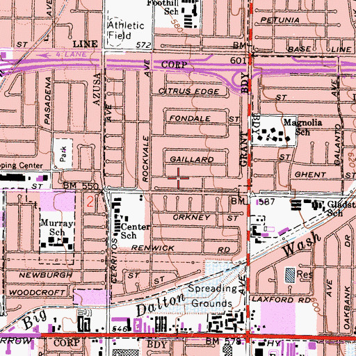 Topographic Map of Citrus Census Designated Place, CA