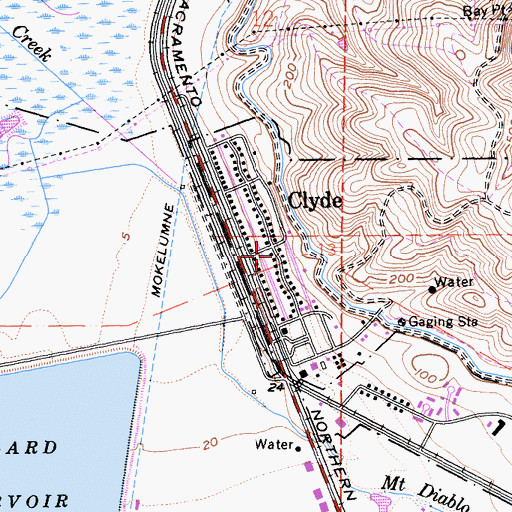 Topographic Map of Clyde Census Designated Place, CA