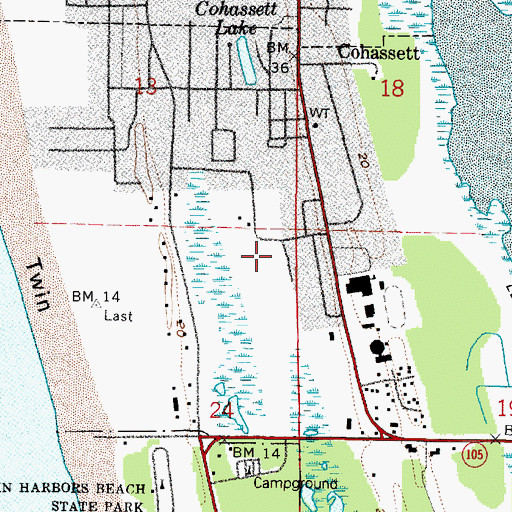 Topographic Map of Cohassett Beach Census Designated Place, WA