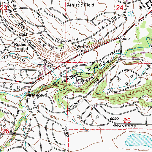 Topographic Map of Colorado City Census Designated Place, CO