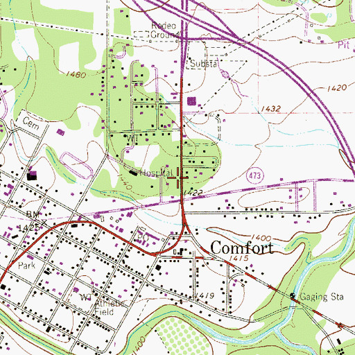 Topographic Map of Comfort Census Designated Place, TX