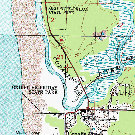 Topographic Map of Copalis Beach Census Designated Place, WA