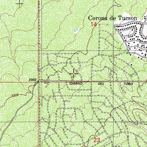 Topographic Map of Corona de Tucson Census Designated Place, AZ