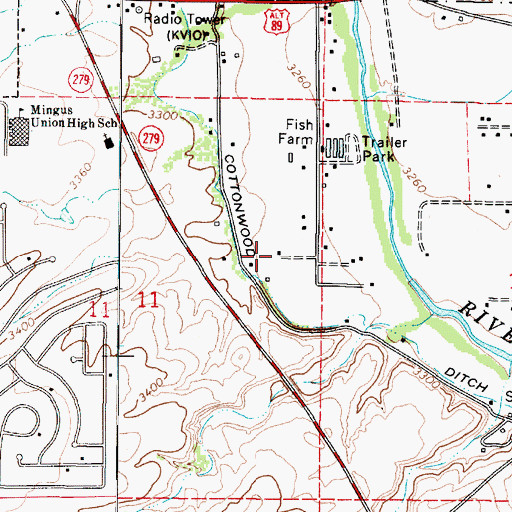 Topographic Map of Verde Village Census Designated Place, AZ