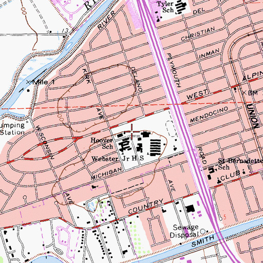 Topographic Map of Country Club Census Designated Place, CA