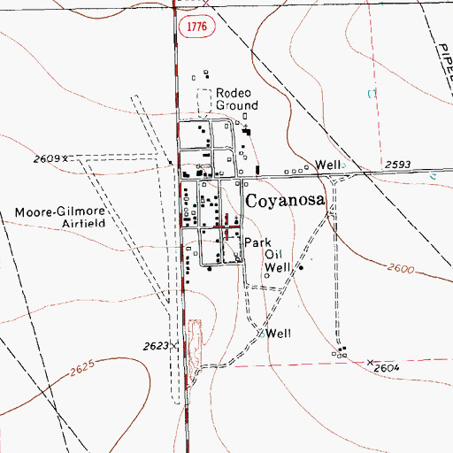 Topographic Map of Coyanosa Census Designated Place, TX
