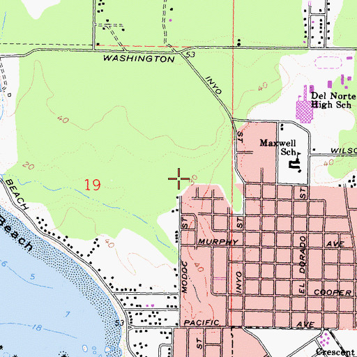 Topographic Map of Crescent City North Census Designated Place, CA