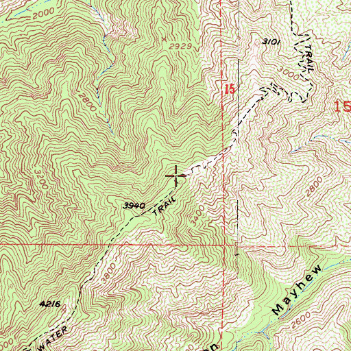 Topographic Map of Coldwater Trail, CA