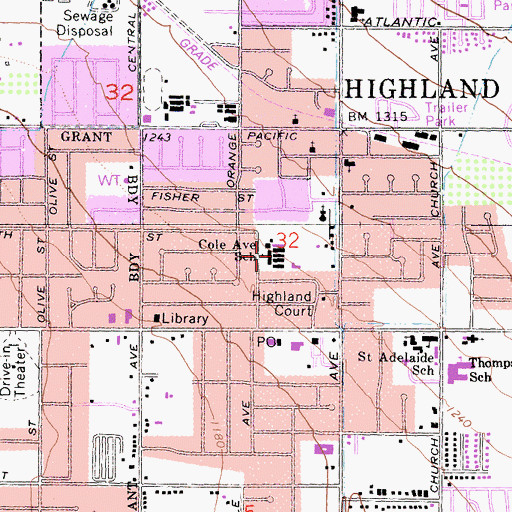 Topographic Map of Cole Elementary School, CA