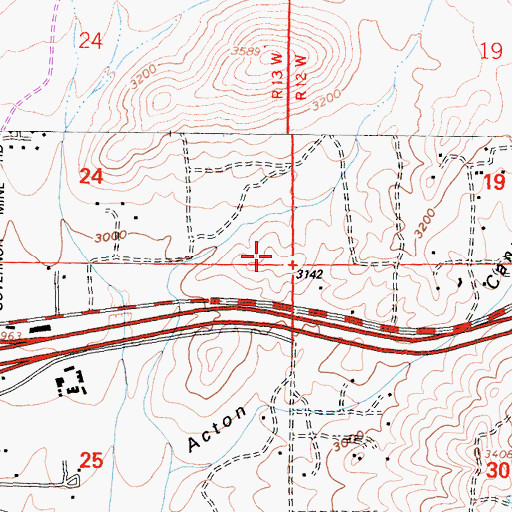 Topographic Map of Acton Census Designated Place, CA