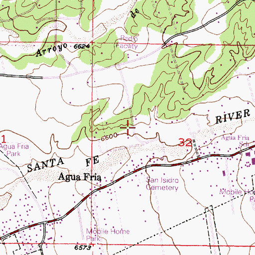Topographic Map of Agua Fria Census Designated Place, NM