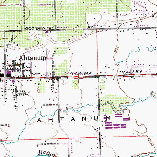 Topographic Map of Ahtanum Census Designated Place, WA