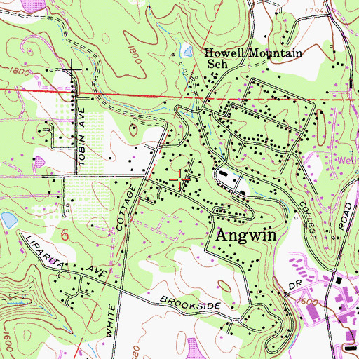 Topographic Map of Angwin Census Designated Place, CA