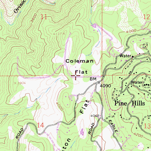 Topographic Map of Coleman Flat, CA