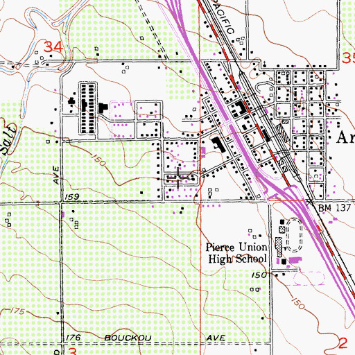 Topographic Map of Arbuckle Census Designated Place, CA