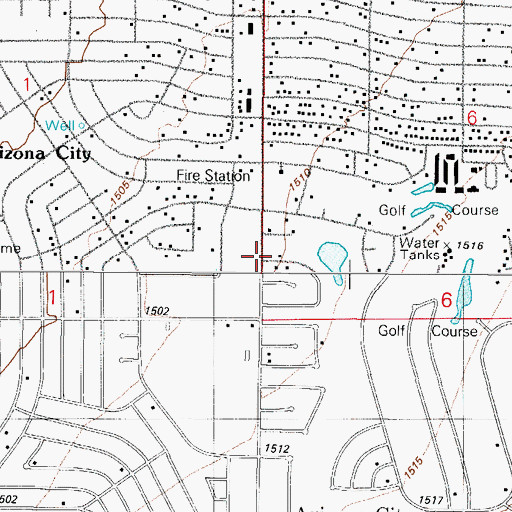 Topographic Map of Arizona City Census Designated Place, AZ