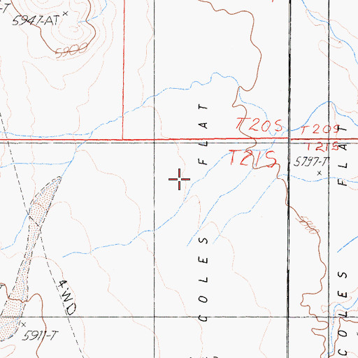 Topographic Map of Coles Flat, CA