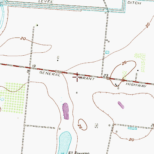 Topographic Map of Arroyo Gardens-La Tina Ranch Census Designated Place (historical), TX