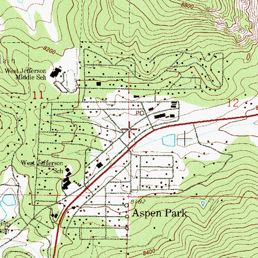Topographic Map of Aspen Park Census Designated Place, CO