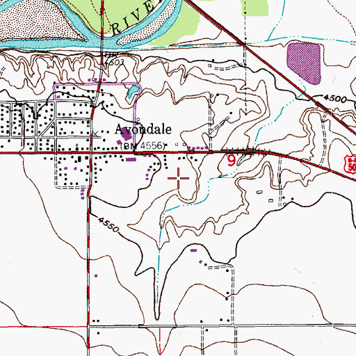 Topographic Map of Avondale Census Designated Place, CO