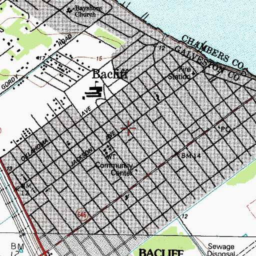 Topographic Map of Bacliff Census Designated Place, TX