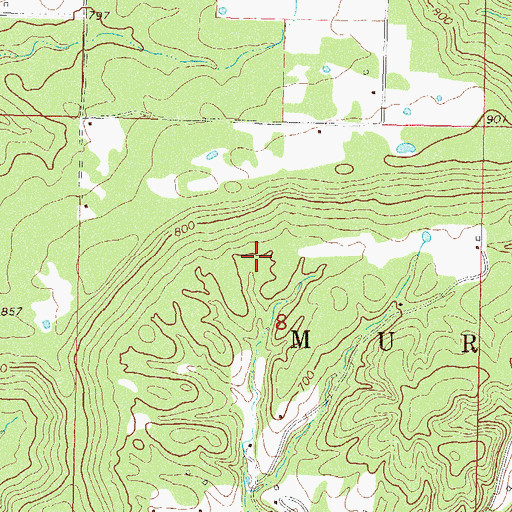 Topographic Map of Ballou Census Designated Place, OK